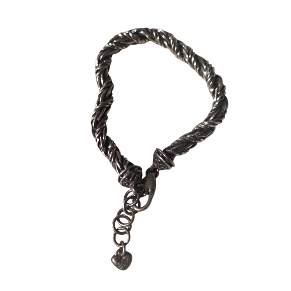 Brighton Twisted Rope Link Charm Bracelet with Heart Tag